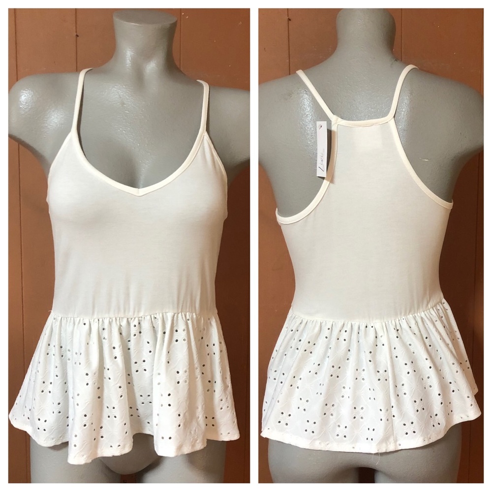 NWT Livi by Olivia Rae Eyelet Peplum Tank Top M